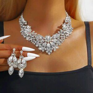 Callie Lives Silver White Princess Rhinestone Necklace